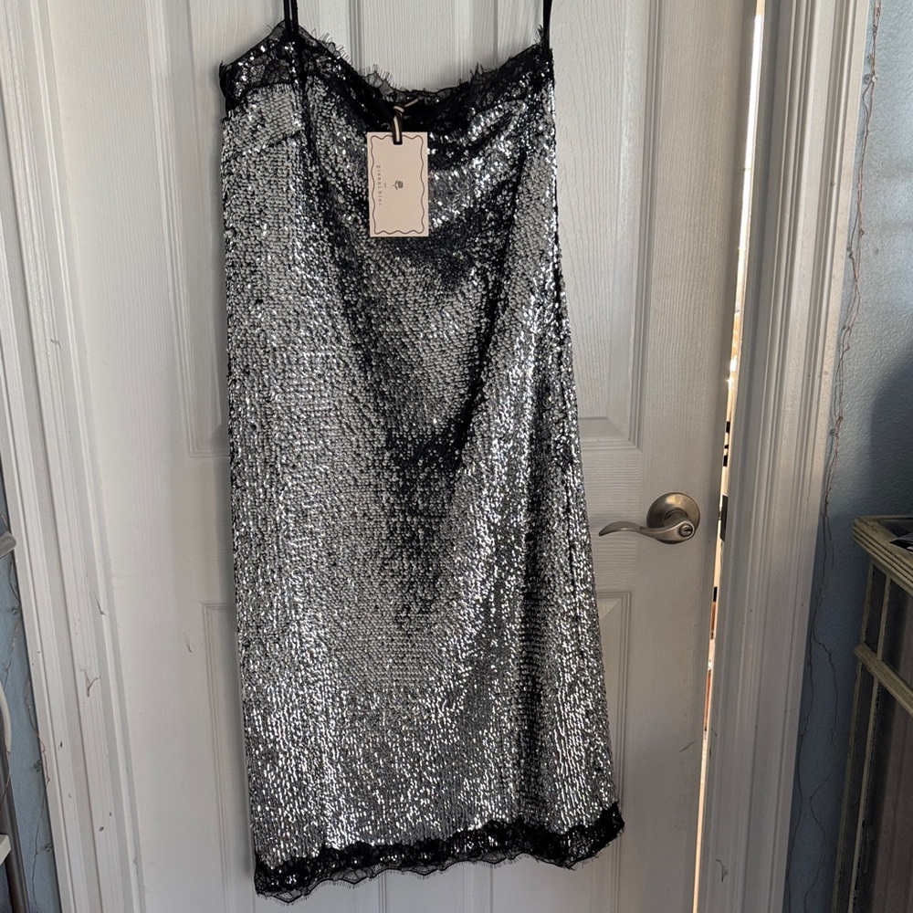Gianni Bini Black and Silver Sequin Chemise